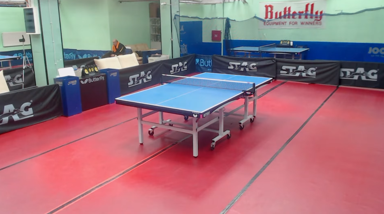 Primjer preporučenog kuta kamere za stolni tenis
