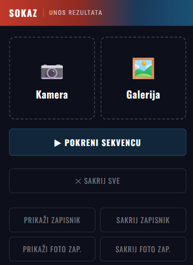 Upravljačka ploča upload.html na mobitelu
